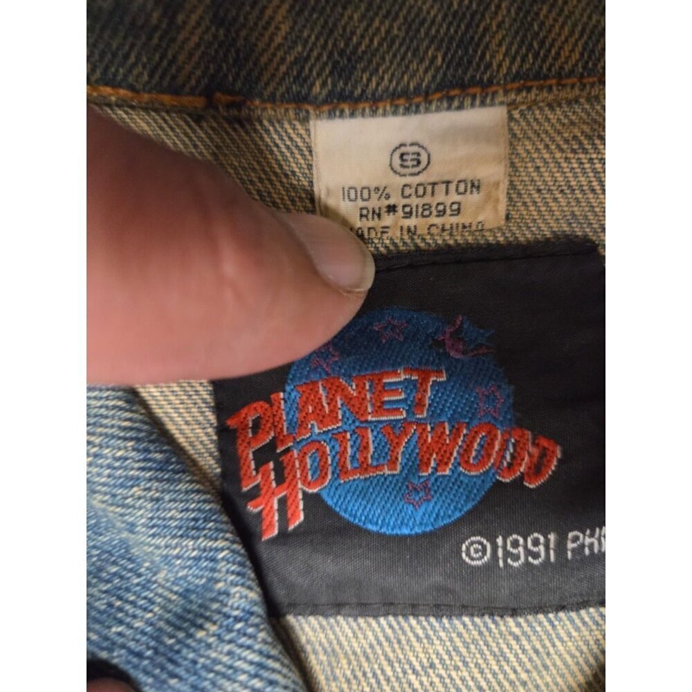 Vintage Planet Hollywood Denim Jacket Womens Small Nashville 90s Oversized Jean - Picture 5 of 11